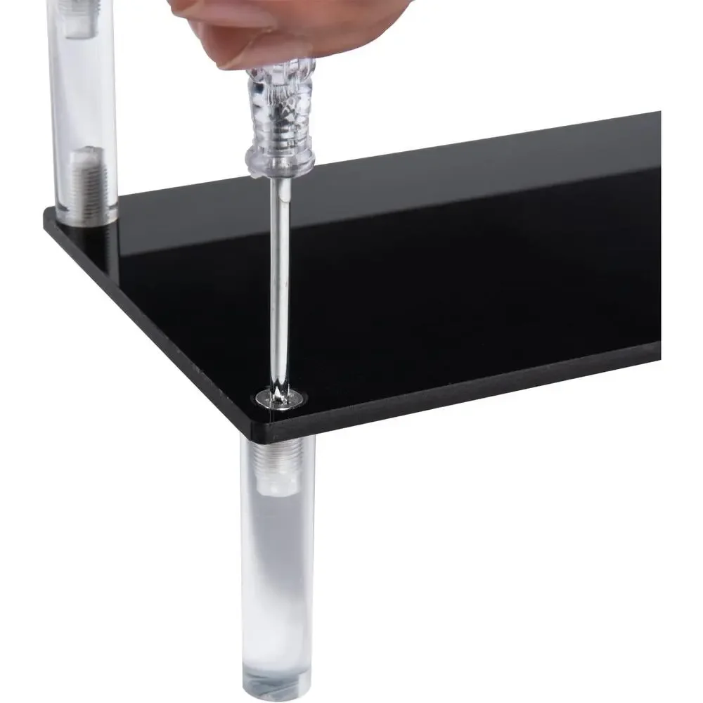 2-Tier Black Acrylic Display for Dessert Jewels Figurine Cupcake Stand - 2 Pack